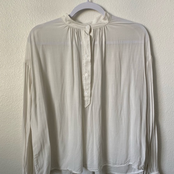 H&M Ivory White Band-Collar Viscose Blouse - Picture 1 of 3